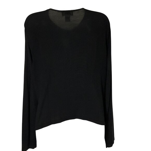 Talbots Petites Womens 100% Silk Black Cardigan Sweater Size 14  Button Front - Picture 5 of 7